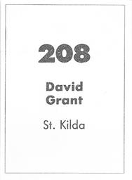 1990 Select AFL Stickers #208 David Grant Back